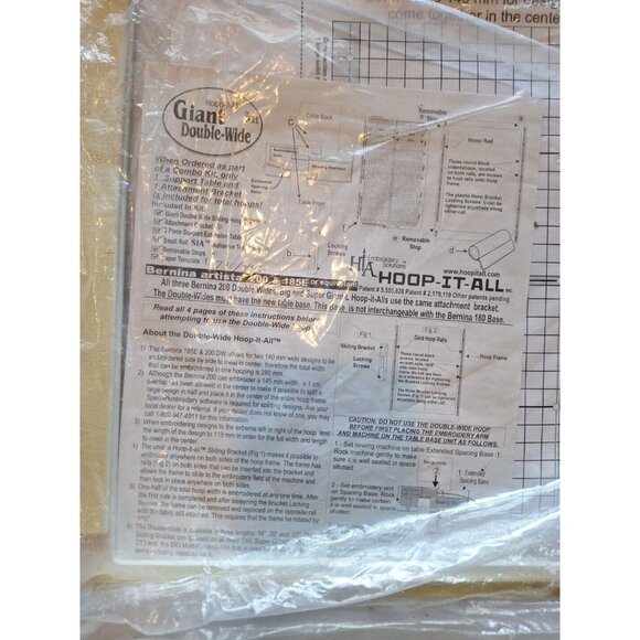 Hoop It All Bernina Artista 185 200 Quilting Hoop Kit Giant Wide T 98 Giant - Picture 5 of 8